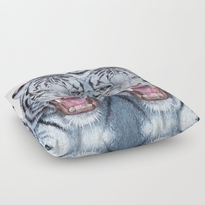 Double White tiger Floor Pillow