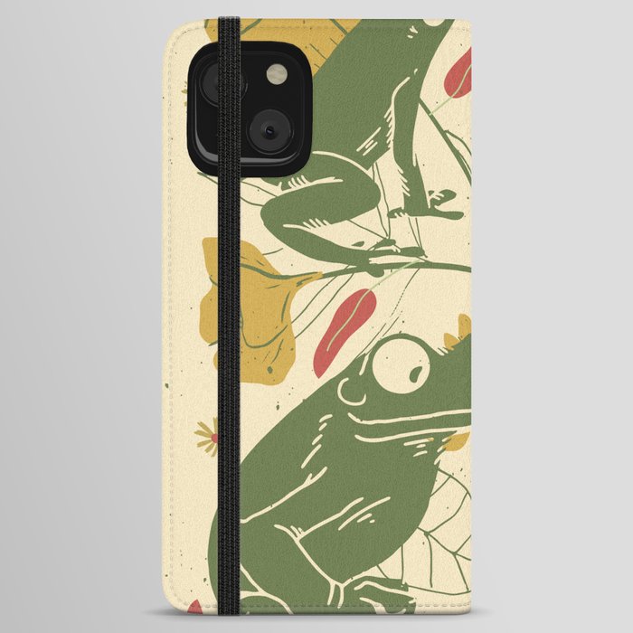 Green Happy Frogs iPhone Wallet Case