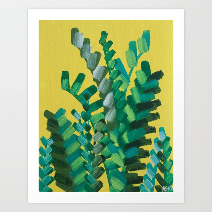 Yellow Green Tropical Banana Leaf Painting Art Print By