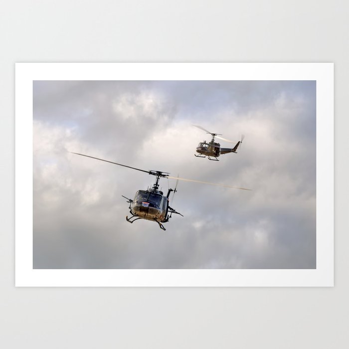Bell UH-1 Iroquois Helicopters - (A Pair of Hueys) Art Print