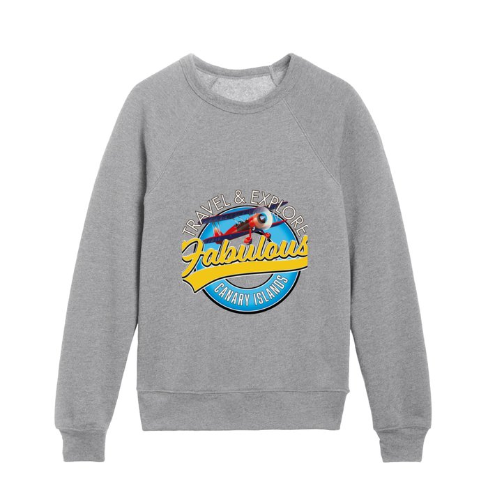 Travel & Explore Fabulous Canary Islands logo.  Kids Crewneck