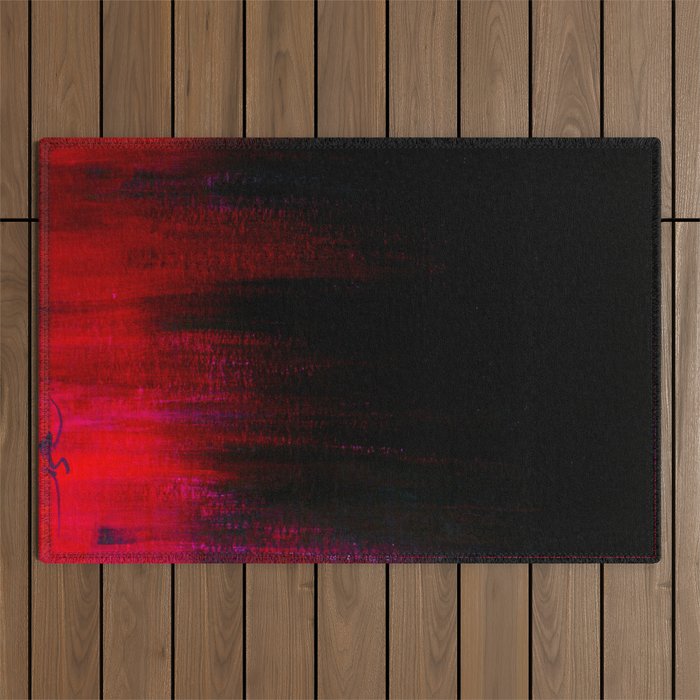 Red and Black Abstract Outdoor Rug