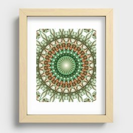 Glowing green and brown mandala Recessed Framed Print