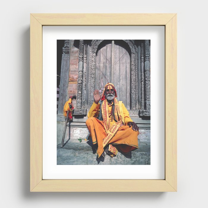 Holy Man in Kathmandu Recessed Framed Print