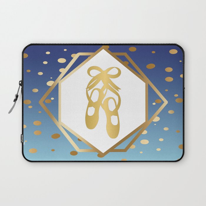 Ballet Shoes - Blue and Gold Geometric Design Laptop Sleeve