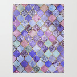 Royal Purple, Mauve & Indigo Decorative Moroccan Tile Pattern Poster