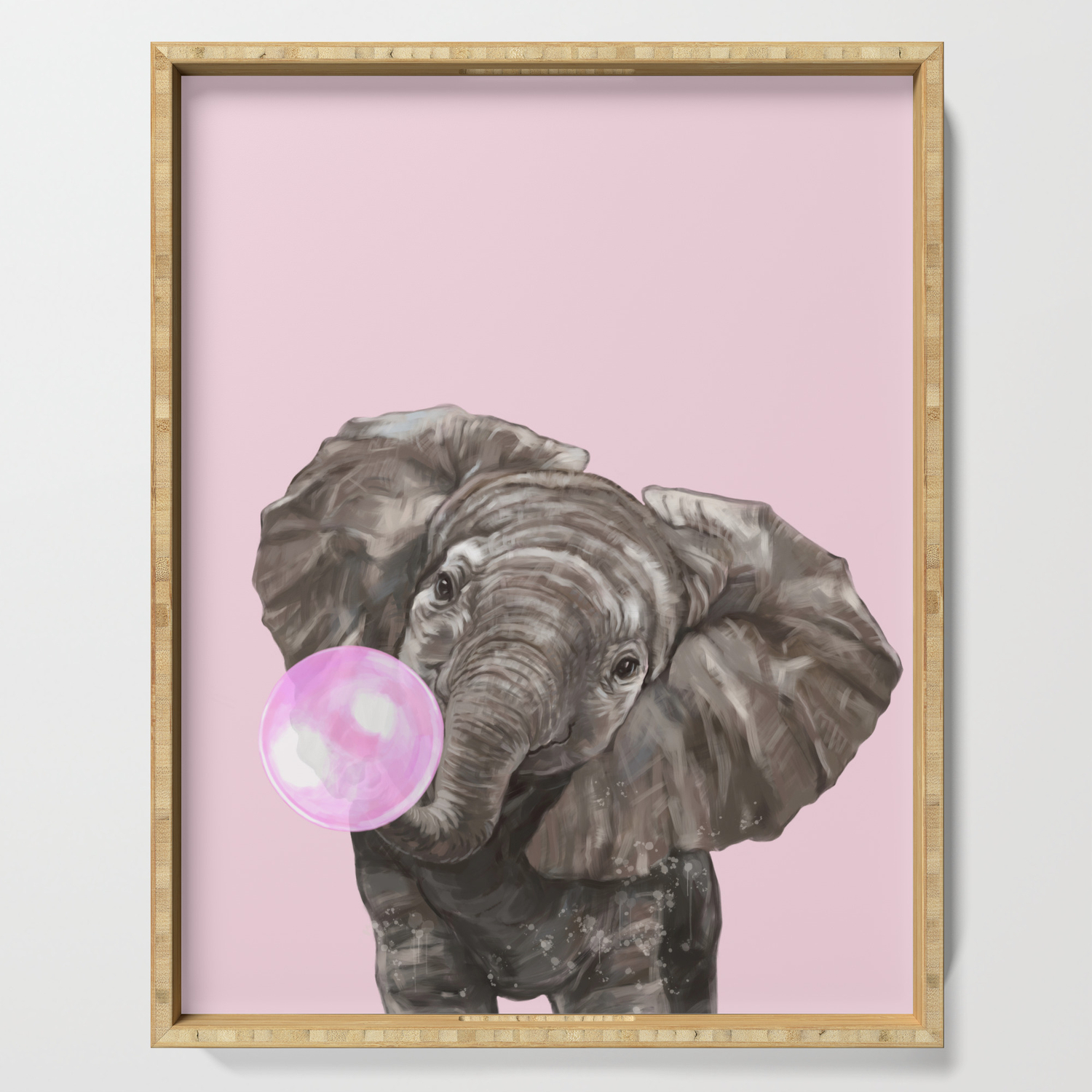Baby Elephant Blowing Bubble Gum Serving Tray By Bignosework