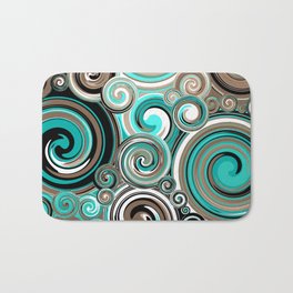 Water Whirlwind Abstract 2 Bath Mat | Retro, Modern, Water, Digital, Curls, Turquoise, Graphicdesign, Abstract, Black And White, Whirlpool 