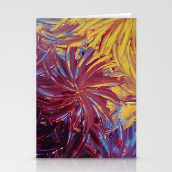 NIGHT FLOWERS 2 - Lovely Relaxing Modern Floral Abstract Acrylic Mauve Purple Plum Eggplant Painting Stationery Cards