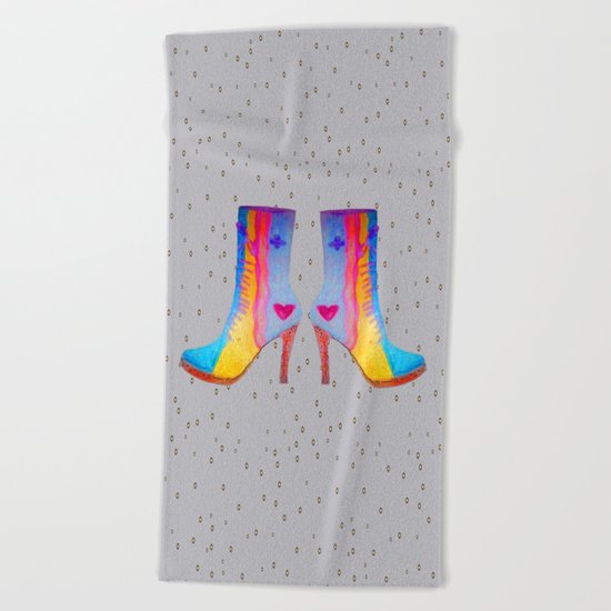 The Elisavet's Painted Boots | Kids painting |Fashion Design Beach Towel