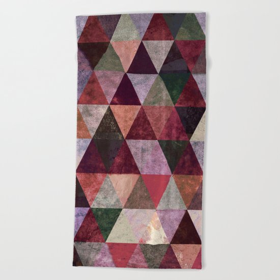 Abstract #480 Grunge Triangles #2 Beach Towel