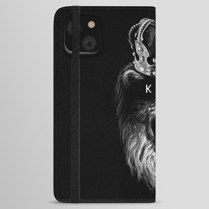 Lion, Lionart, King, Animal, Black, Minimal, Interior, Black White,Wall art, Art Print,Trendy decor iPhone Wallet Case