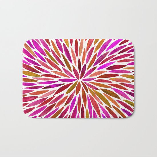 Pink Watercolor Burst Bath Mat