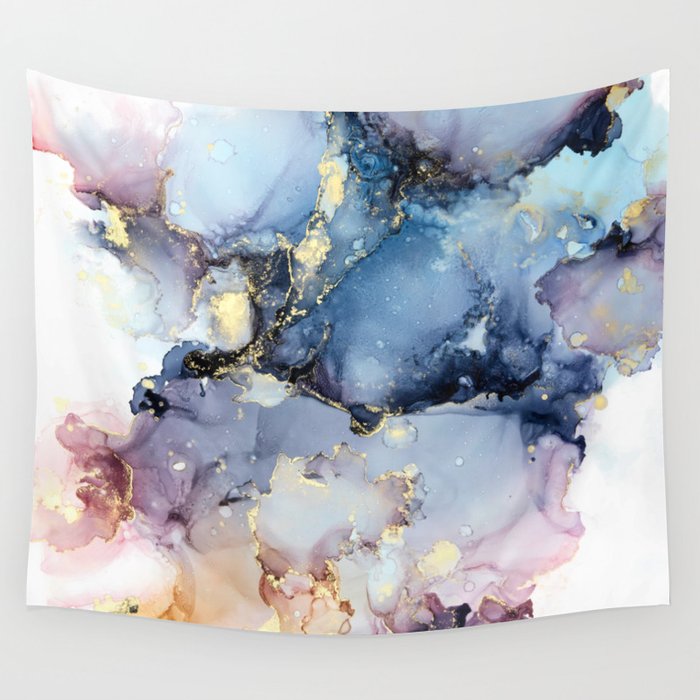 Cotton Candy Skies - alcohol ink abstract sunset sky Wall Tapestry