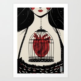 Heart in a cage Art Print