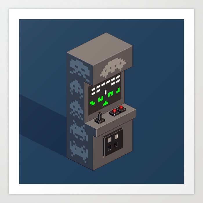 Spaceinvaders Arcade Cabinet Art Print By Sevensheaven Society6