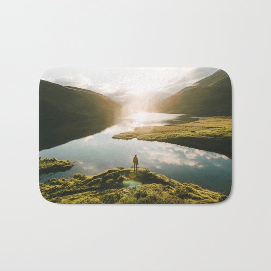 Switzerland Mountain Lake Sunrise - Landscape Photography Bath Mat