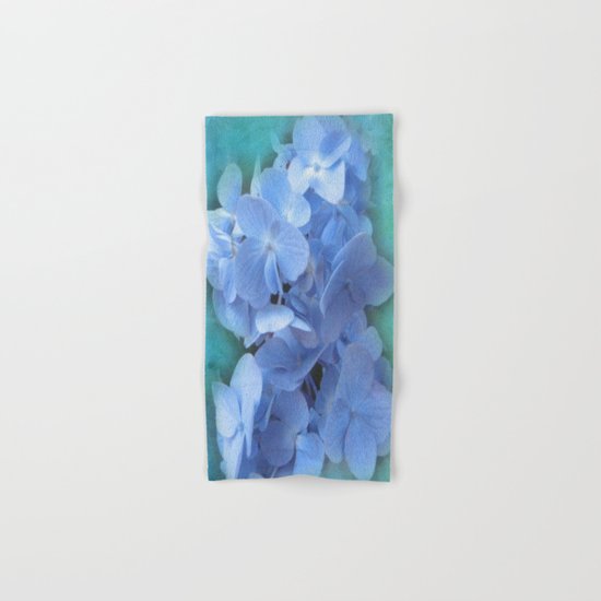 Blue Hydrangea on Green Hand & Bath Towel