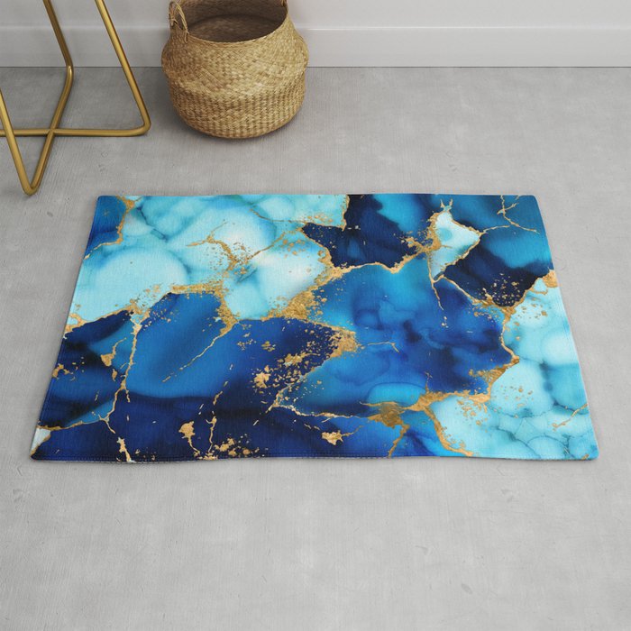 Dreamy Blue inks and Gold Rug