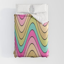 Fun Wavy Retro 70s Abstract Weird Duvet Cover