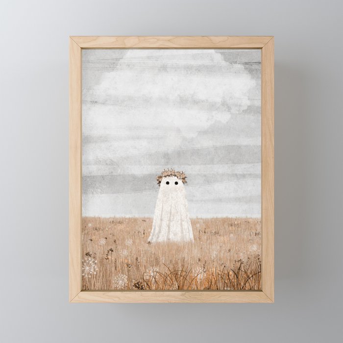 There's a Ghost in the Meadow Framed Mini Art Print