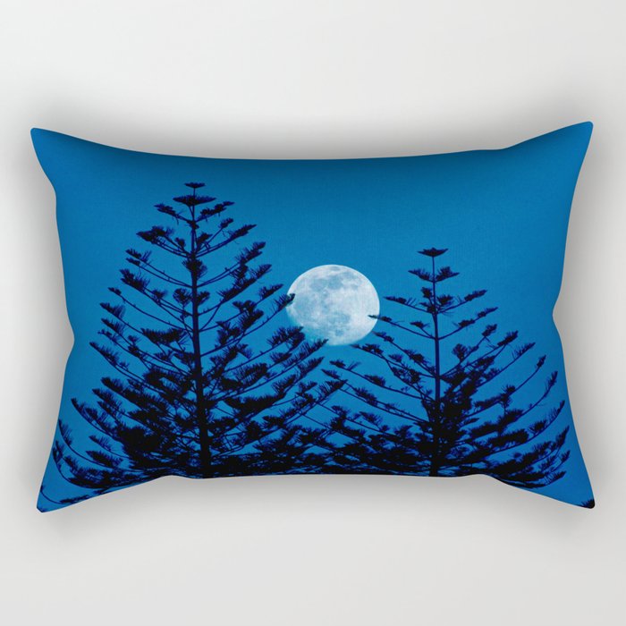 Two Evergreen Trees Night Full Moon Rectangular Pillow