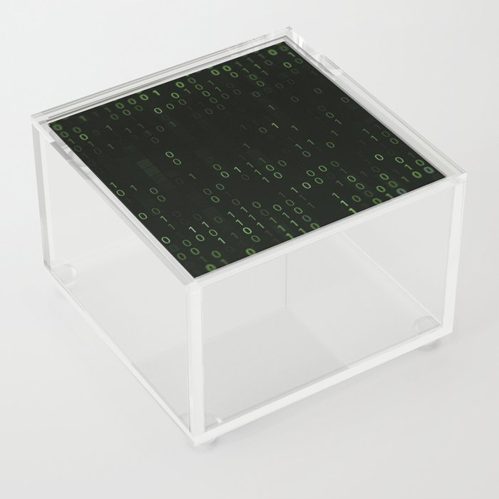Green background of matrix with binary code Acrylic Box