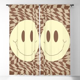 Smiley brown wavy checker Blackout Curtain