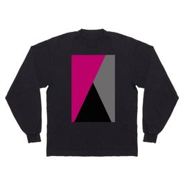 Geometric design in hot pink grey & black Long Sleeve T-shirt