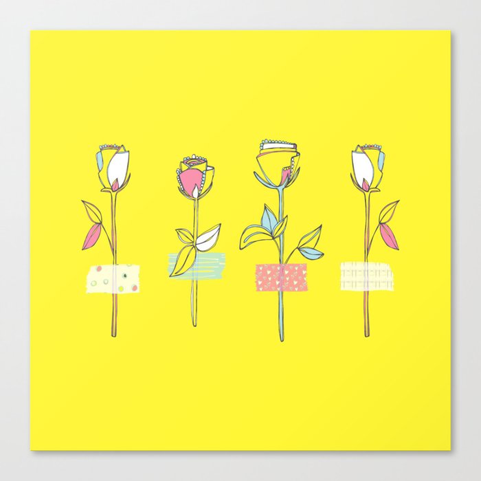 Rosewall (on yellow) Canvas Print