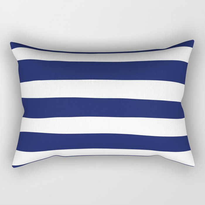 Uneven Stripes - Blue and White Rectangular Pillow