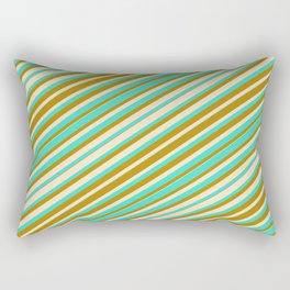 [ Thumbnail: Bisque, Turquoise, and Dark Goldenrod Colored Lines Pattern Rectangular Pillow ]