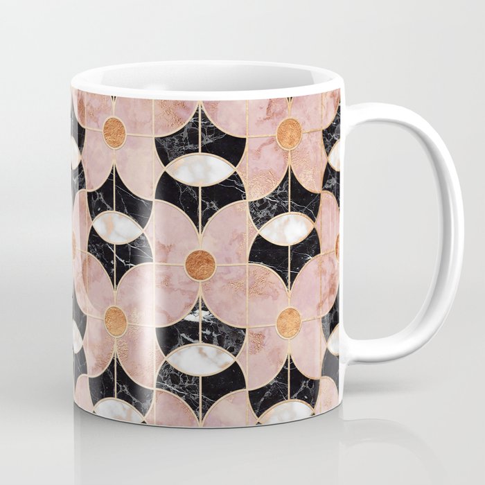 Rose Gold Art Deco Flower Pattern Coffee Mug