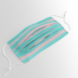 [ Thumbnail: Turquoise and Light Pink Colored Lines/Stripes Pattern Face Mask ]