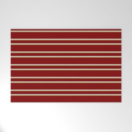 [ Thumbnail: Maroon, Light Grey & Dark Khaki Colored Lined/Striped Pattern Welcome Mat ]