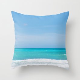Beautiful azure sea and waves, Tyrrhenian sea in Tuscany, Italy Throw Pillow