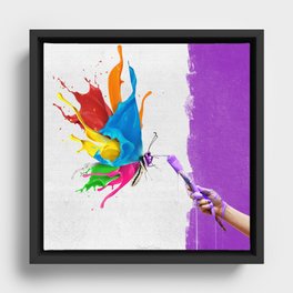 Colour Butterfly Framed Canvas