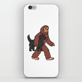 Bigfoot Sasquatch Grabbing Newfoundland Dog iPhone Skin