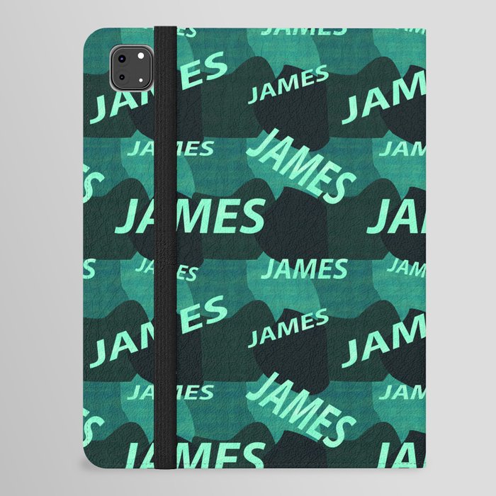  pattern with the name James in blue colors and watercolor texture iPad Folio Case