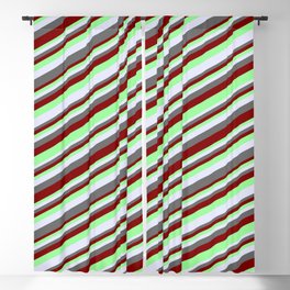 [ Thumbnail: Maroon, Green, Lavender, and Dim Gray Colored Lined Pattern Blackout Curtain ]