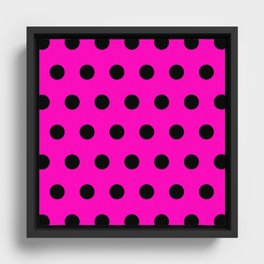 Hot Pink and Black Polka Dots Framed Canvas