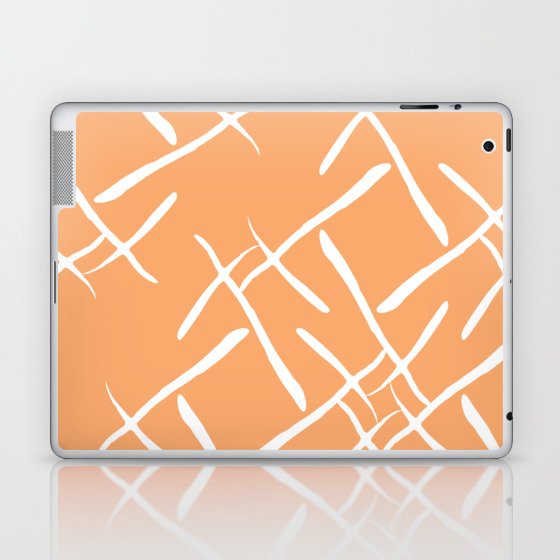 White cross marks on salmon background Laptop & iPad Skin