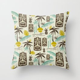 Island Tiki - Tan Throw Pillow