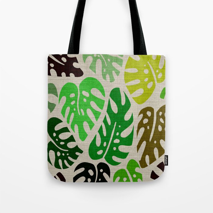 Hawaiian print monstera leaves pattern Tote Bag