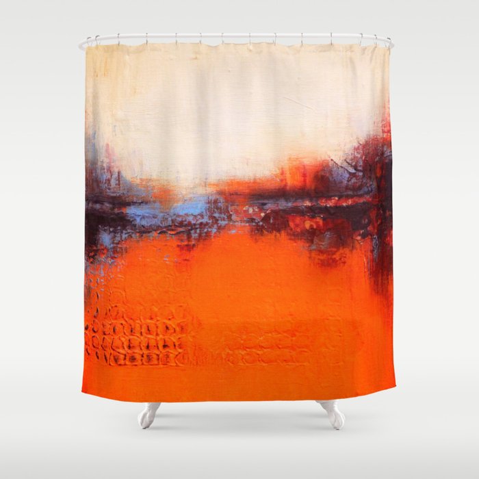 Orange and White Shower Curtain by lizmoran | Society6