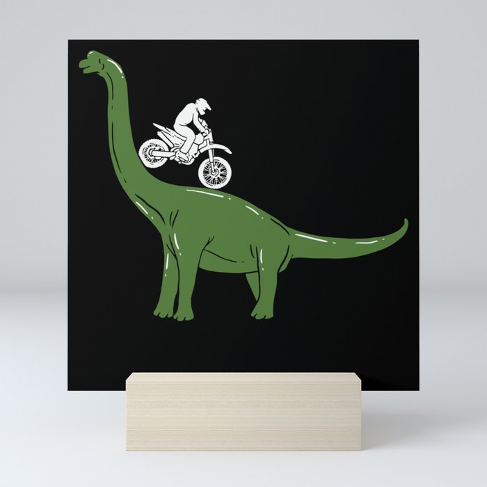 Motorcycle Cyclist On A Dinosaur Motorbike Dino Mini Art Print