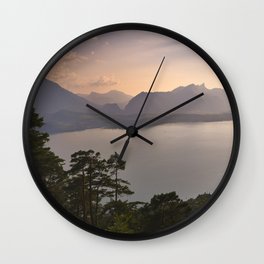 Thun lake. Swiss Alps. Switzerland. Sunset relfections. Wall Clock