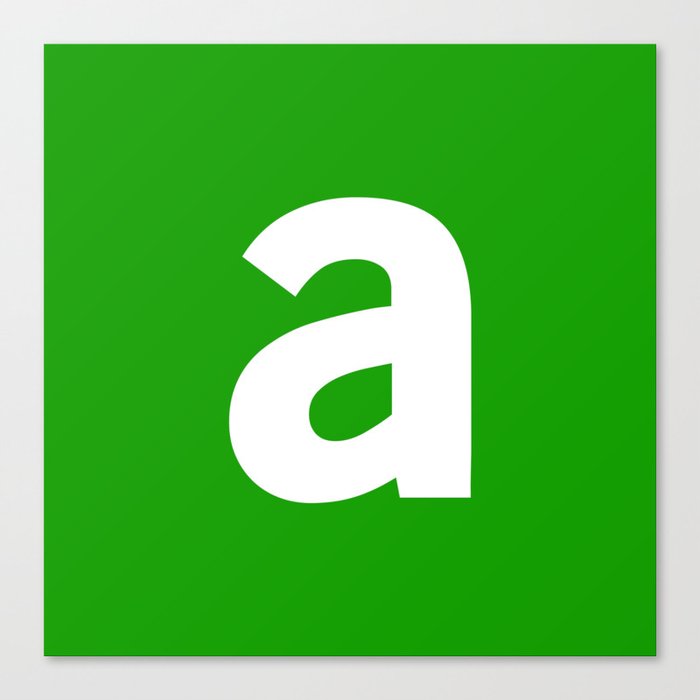 letter A (White & Green) Canvas Print