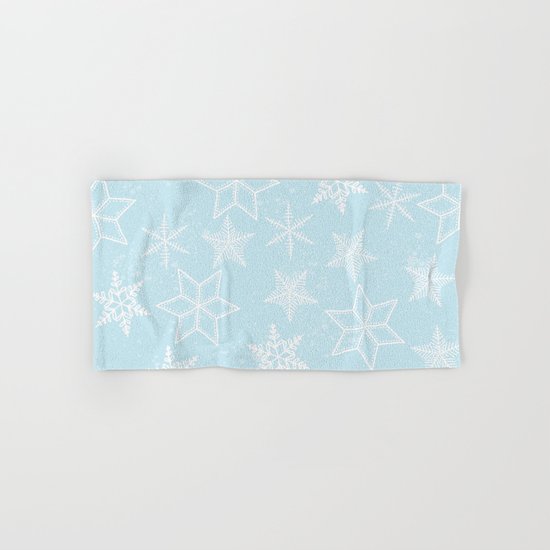 Snowflakes on light blue background Hand & Bath Towel
