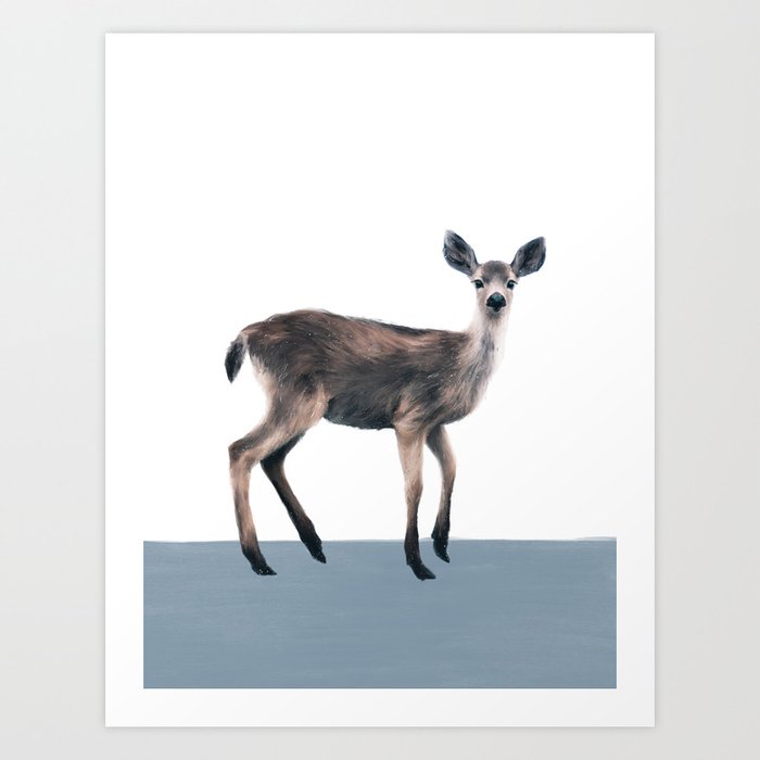Discover the motif DEER ON SLATE BLUE by Amy Hamilton as a print at TOPPOSTER